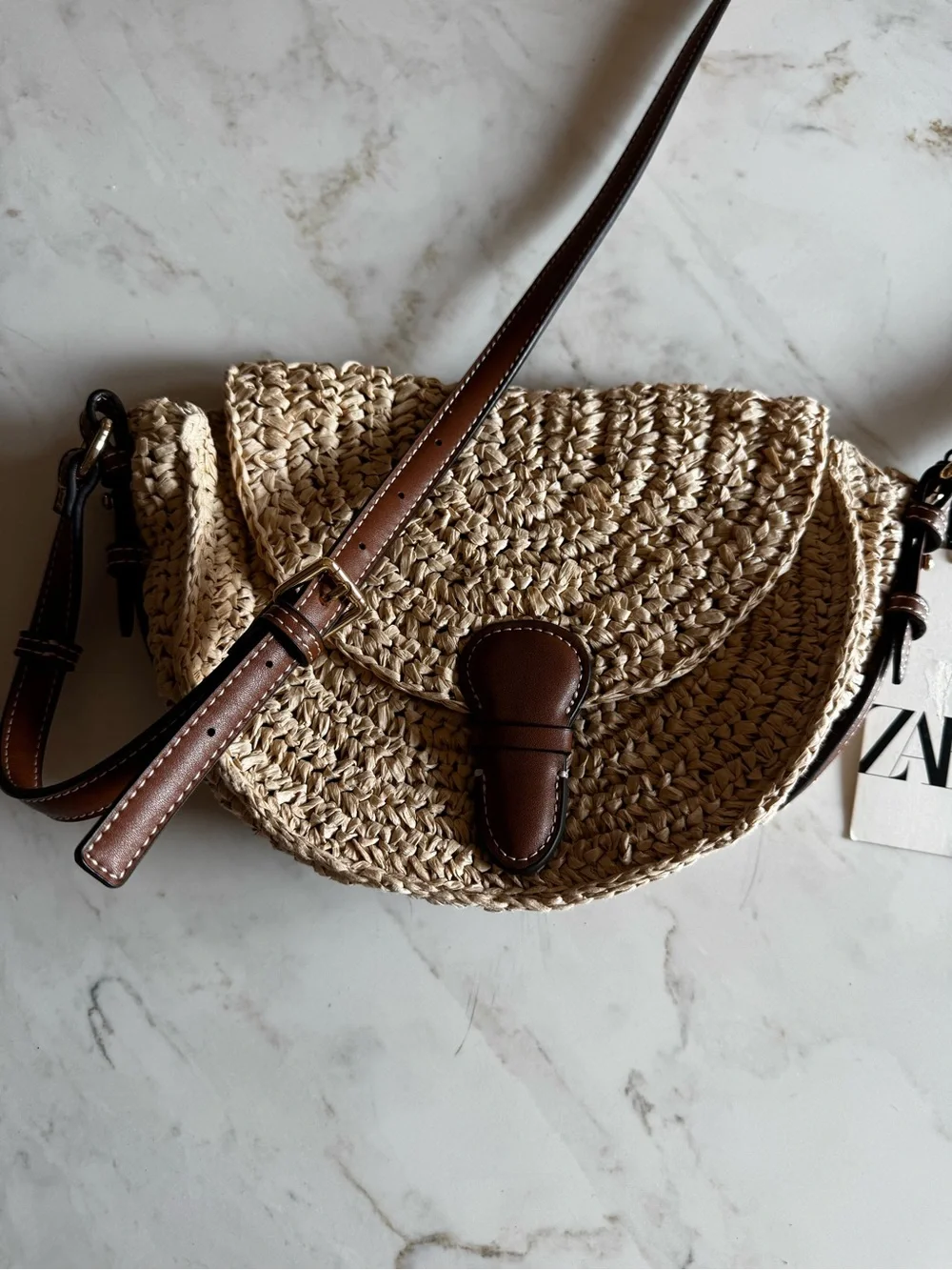 Zara Raffia Crossbody Bag